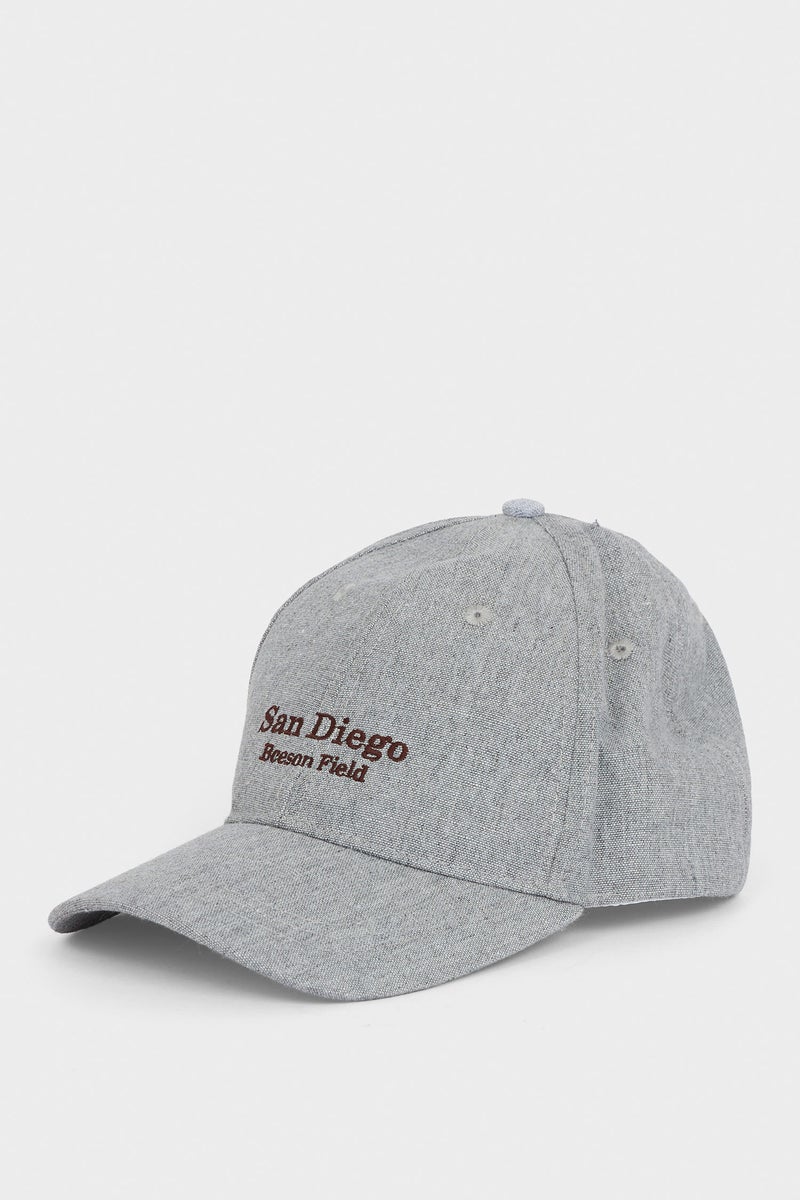 DeFacto Grey Man Man Embroidered Linen Blend Cap Casual - Image 1